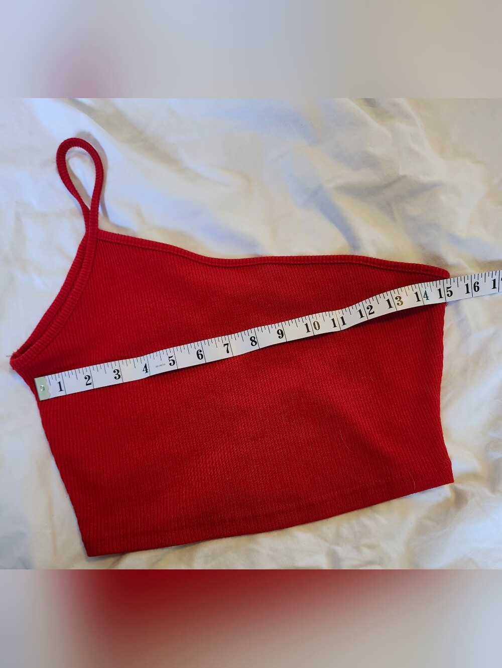 Retro Red One-Shoulder Ribbed Crop Top - Picture 4 of 6